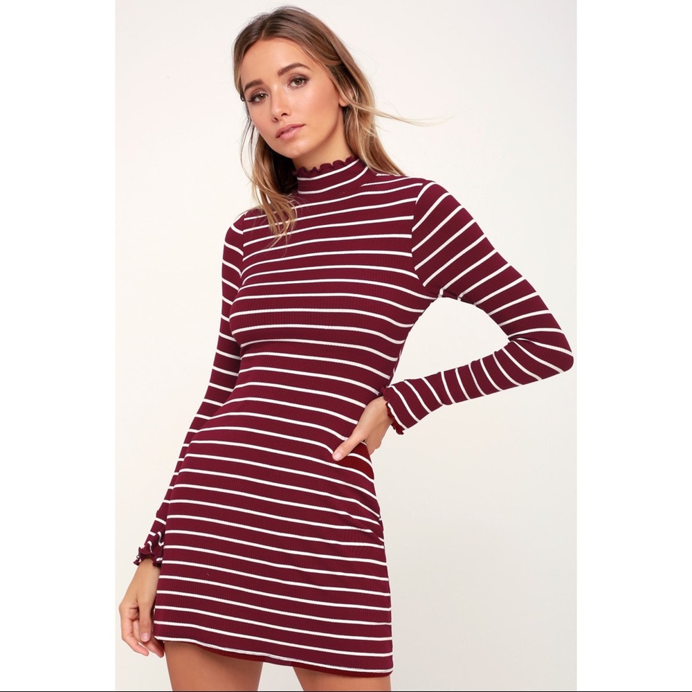 NWT Ribbed Striped Mock Neck Dress